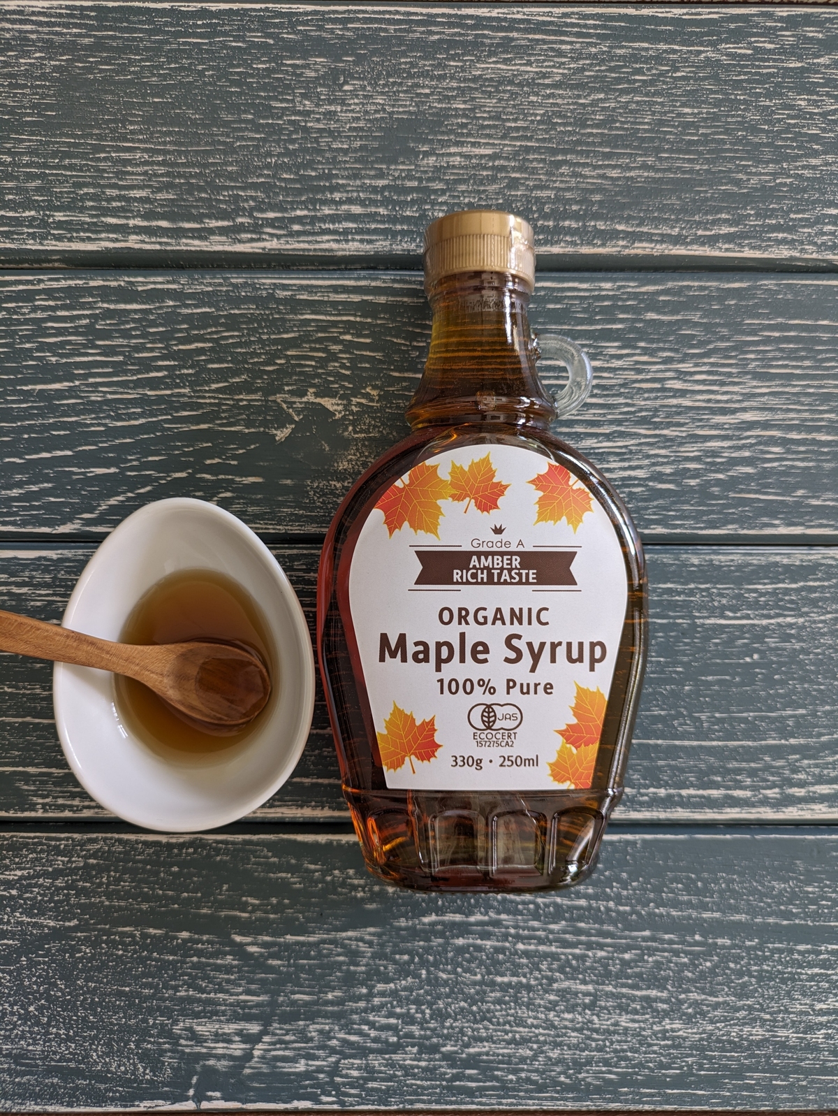 カナダ産メープルシロップ　<BR>瓶入り330g JAS有機認証<BR>✨スッキリした甘み、料理に使いやすい！<BR>